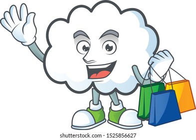 Shopping cloud bubble with cartoon character style