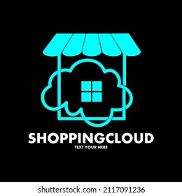 Shopping cloud vector logo template. This design use host or digital symbol. Suitable for technology business