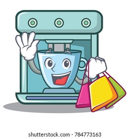 Shopping coffee maker character cartoon