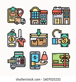 Shopping Color icons Pack vector