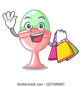 Shopping colored easter egg in cup cartoon