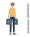 The shopping. Colored vector flat illustration. White background.