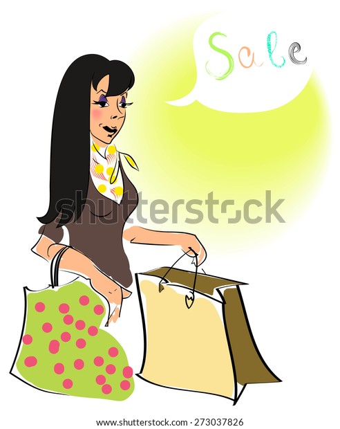 Shopping Comic Girl Stock Vector Royalty Free