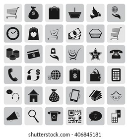 Shopping and commerce 36 simple icons set
