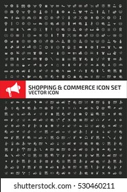 Shopping and commerce icon set, clean vector