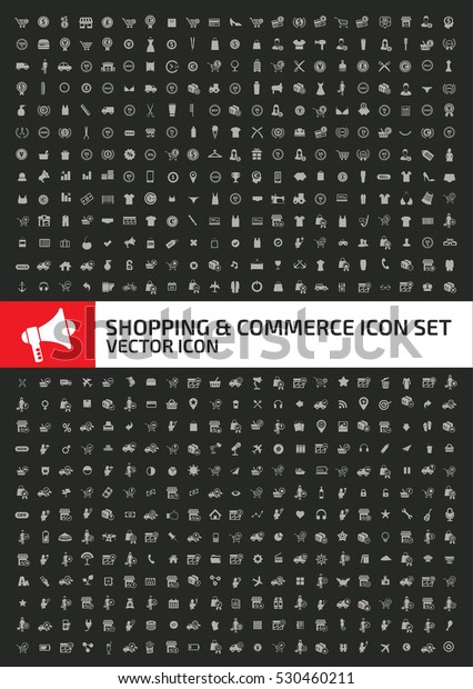 Shopping and commerce\
icon set, clean\
vector