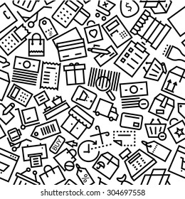 Shopping and Commerce Outline Hand Drawn Icon Pattern 