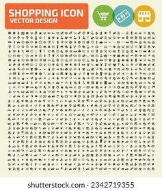 Vektorsymbol-Set für Einkaufs- und Handelsgeschäfte