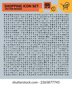 Juego De Icono De Vectores De Compras Y Comercio