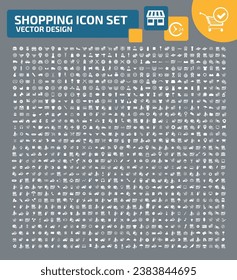 Juego De Icono De Vectores De Compras Y Comercio