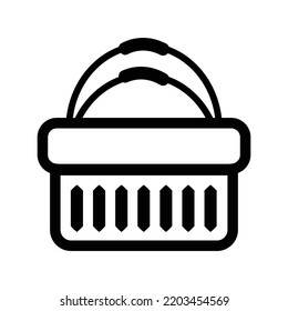 Shopping Commerce Wicker Basket  Icon | Black Vector Illustration |