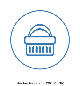 Shopping Commerce Wicker Basket  Icon | Circle Version Icon |