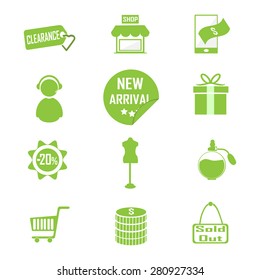 Shopping, commercial icon set vector illustration