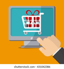 Shopping with computer design, Vector illustration