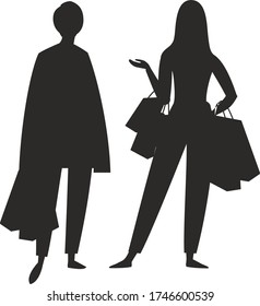 Shopping concept with  different young beautiful islamic saudi arabic girls in smart casual clothes on white background in flat style.
 Vector colorful illustration of arab  women in modern clothes 