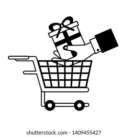 shopping concept elements cartoon vector illustration graphic design in black and white