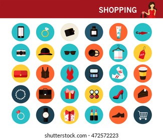 shopping concept Flat icons.