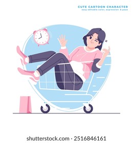 shopping concept with girl character design