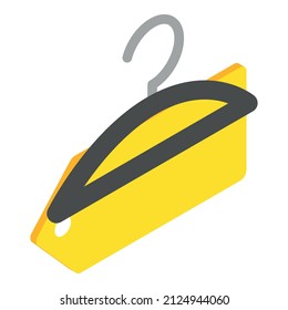 Shopping Concept Icon Isometric Vector. Clothes Hanger With Blank Yellow Tag. Pricetag, Coathanger, Sale, Retail Concept