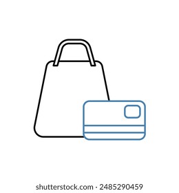 icono de línea de concepto de compras. Ilustración simple del elemento. Diseño del símbolo del esquema del concepto de compras.