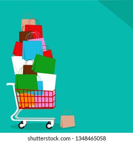 shopping concept on green background-vector