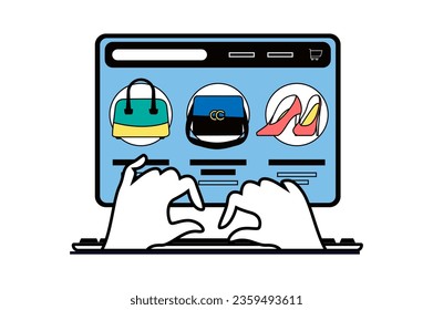 Shopping concept with people scene in flat web design. E-commerce and making smart purchases with discounts prices and gifts of store. Vector illustration for social media banner, marketing material.