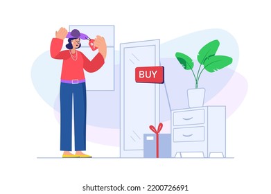 Shopping concept with people scene. Vector illustration