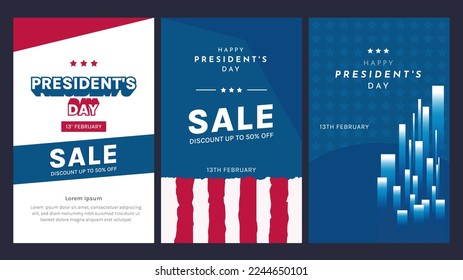 shopping concept poster design collection. Presidents Day, February 13th in the United States. american presidents day celebration sale poster on the day of celebration