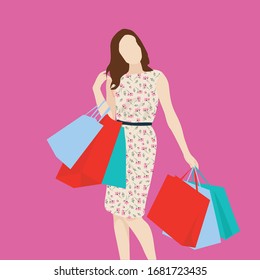 Shopping concept with woman holding shopping bags