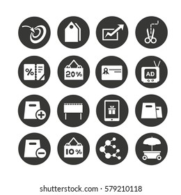 shopping cons set in circle button style