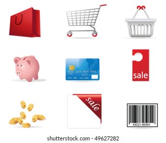 Juego de iconos de compras y consumo