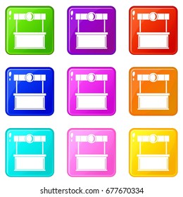 Shopping counter icons of 9 color set isolated vector illustration