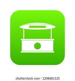 Shopping counter with tent icon digital green for any design isolated on white vector illustration
