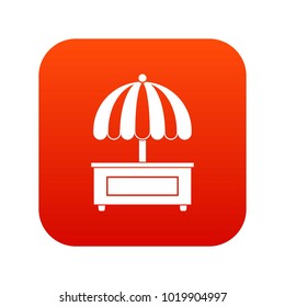 Shopping counter with umbrella icon digital red for any design isolated on white vector illustration