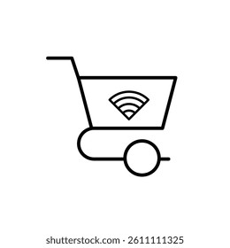 shopping crate with wifi logo vector design