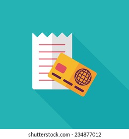 shopping credit card bill flat icon with long shadow,eps10