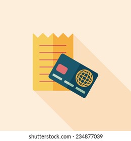 Shopping Credit Card Bill Flat Icon With Long Shadow,eps10