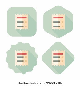 shopping credit card bill flat icon with long shadow,eps10