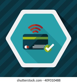 shopping credit card flat icon with long shadow,eps10