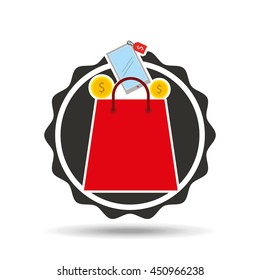 shopping with credit card, gift icon, vector illustration