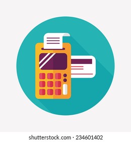 Shopping credit card machine flat icon with long shadow,eps10