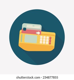Shopping credit card machine flat icon with long shadow,eps10