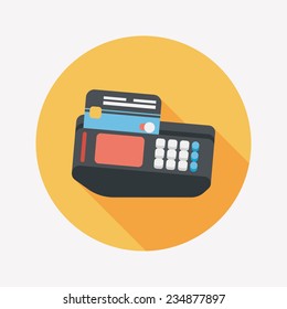 Shopping credit card machine flat icon with long shadow,eps10