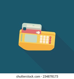 Shopping credit card machine flat icon with long shadow,eps10