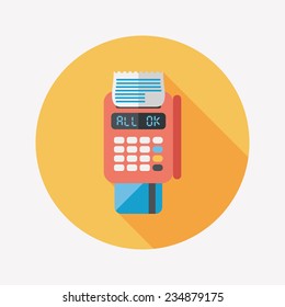 Shopping credit card machine flat icon with long shadow,eps10