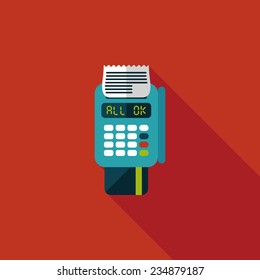 Shopping credit card machine flat icon with long shadow,eps10