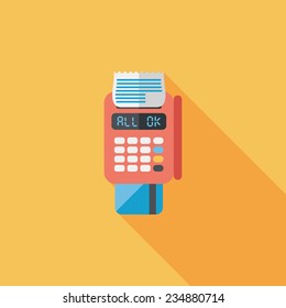 Shopping credit card machine flat icon with long shadow,eps10