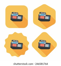 Shopping credit card machine flat icon with long shadow,eps10