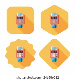 Shopping credit card machine flat icon with long shadow,eps10