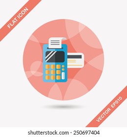 Shopping credit card machine flat icon with long shadow,eps10